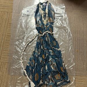 Vanita Rosa Paris St Barth silk dress. Antique lace trim around the neckline.